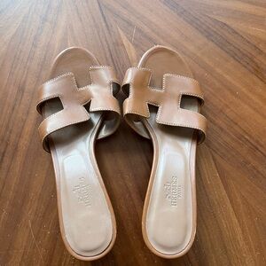 Hermes Brown Slide Sandals